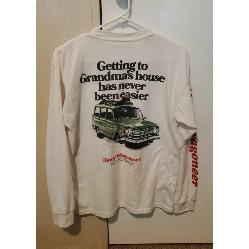 Retro Abercrombie Kids Jeep Wagoneer Long Sleeve Graphic Tee Shirt White Size